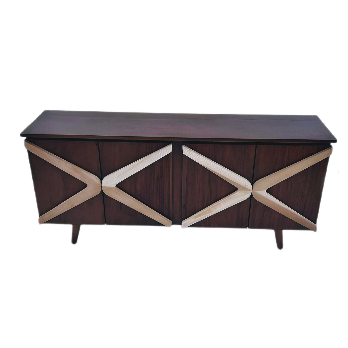 Boomerang Sideboard MCM Handmade Solid Wood Media Console Mid Century Modern Media Console TV Stand Credenza Media Table