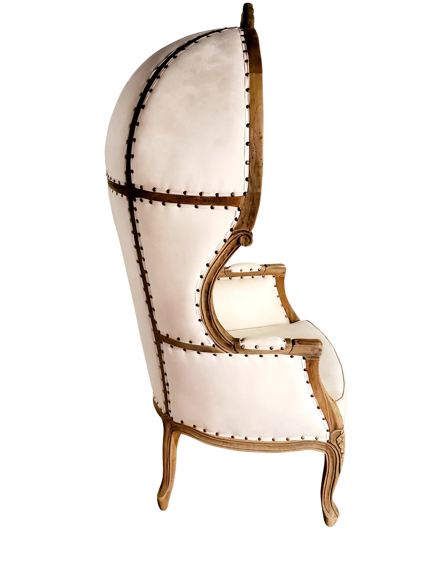 Balloon Chair | Porter Chair | Throne | Louis XV Style Tufted Dome Canopy Chair | White Linen | French Inspired Design