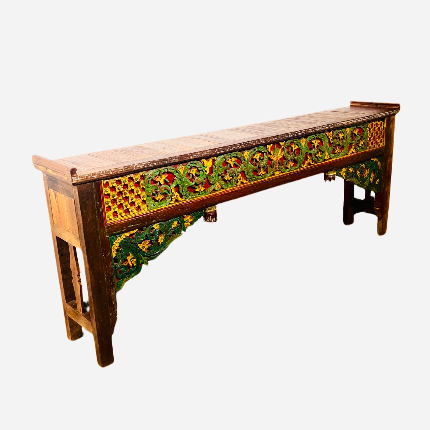 Handcrafted Teak Arch console table, Reclaimed Console Table, Carved Wood Media Stand, Architectural archway console