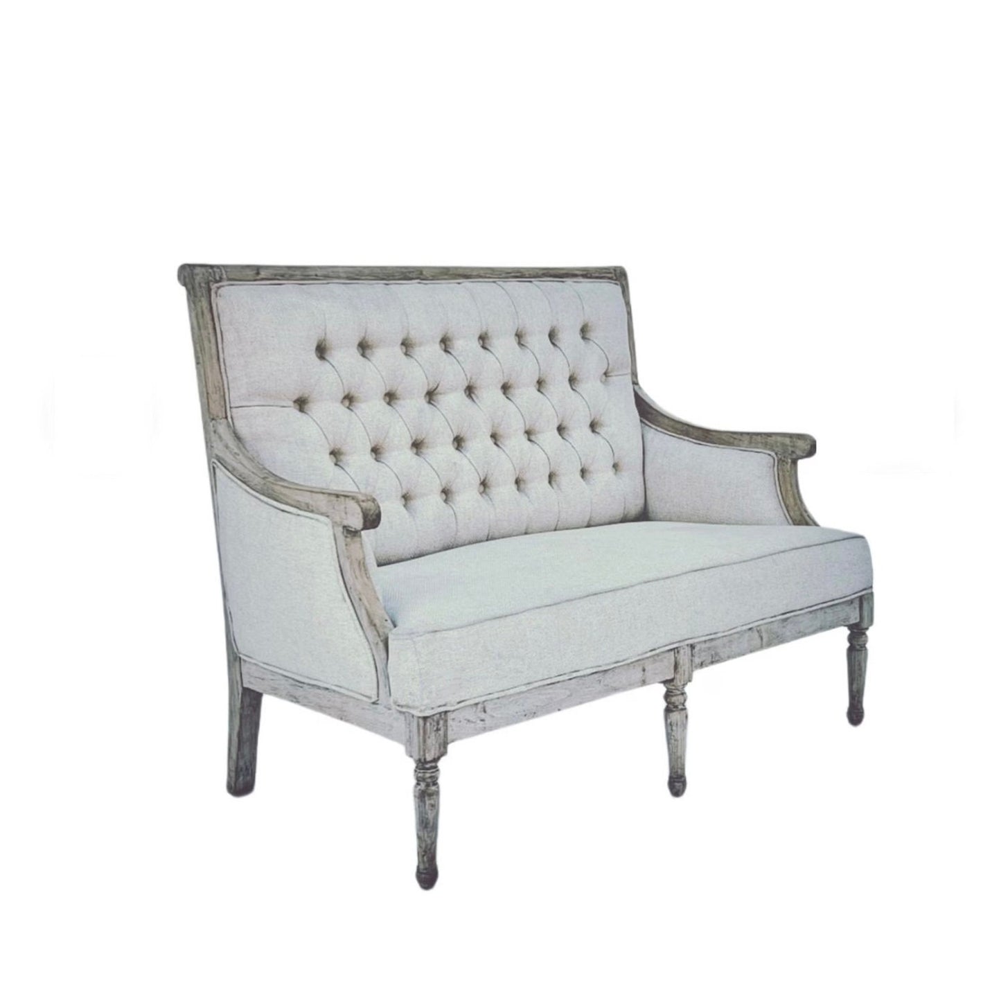Hand-tufted Solid Wood French Settee