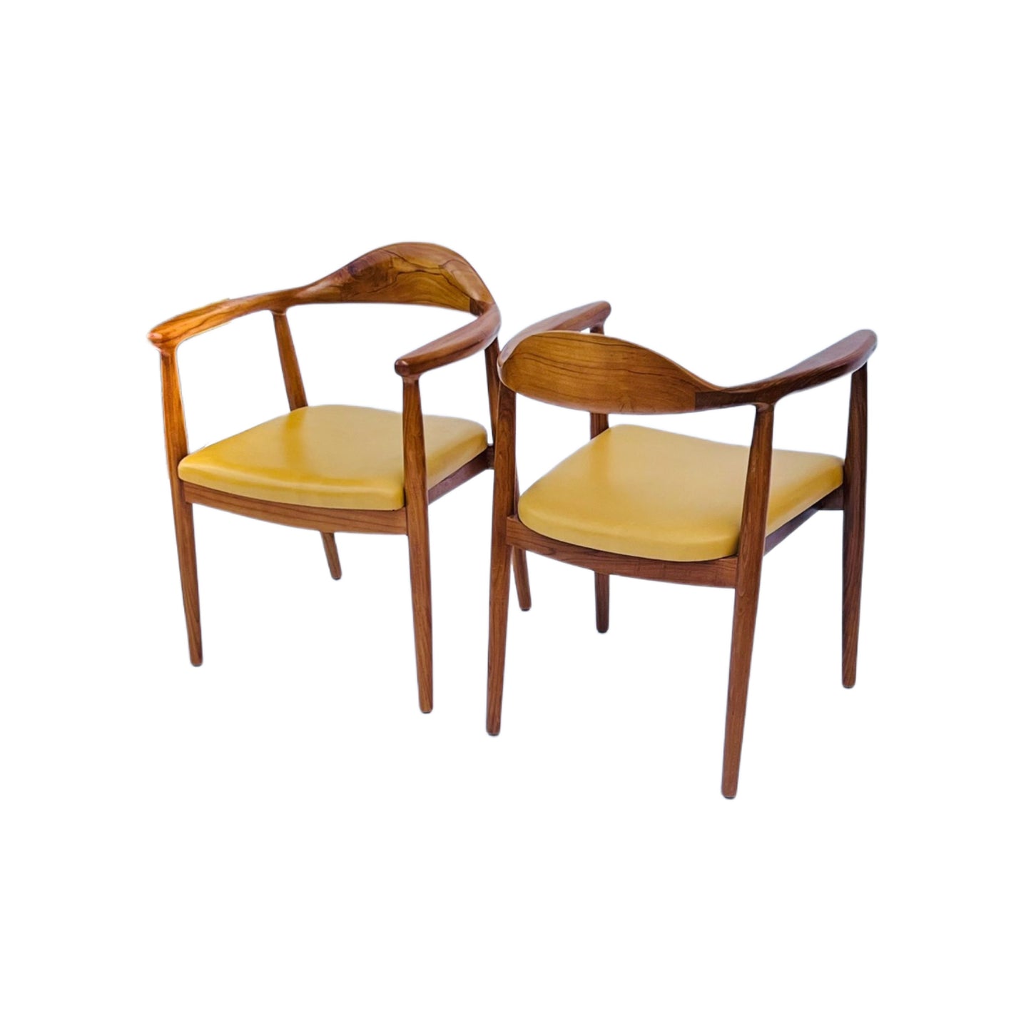 Teakwood Hans Wegner Inspired chairs Mid Century Modern MCM leather chairs