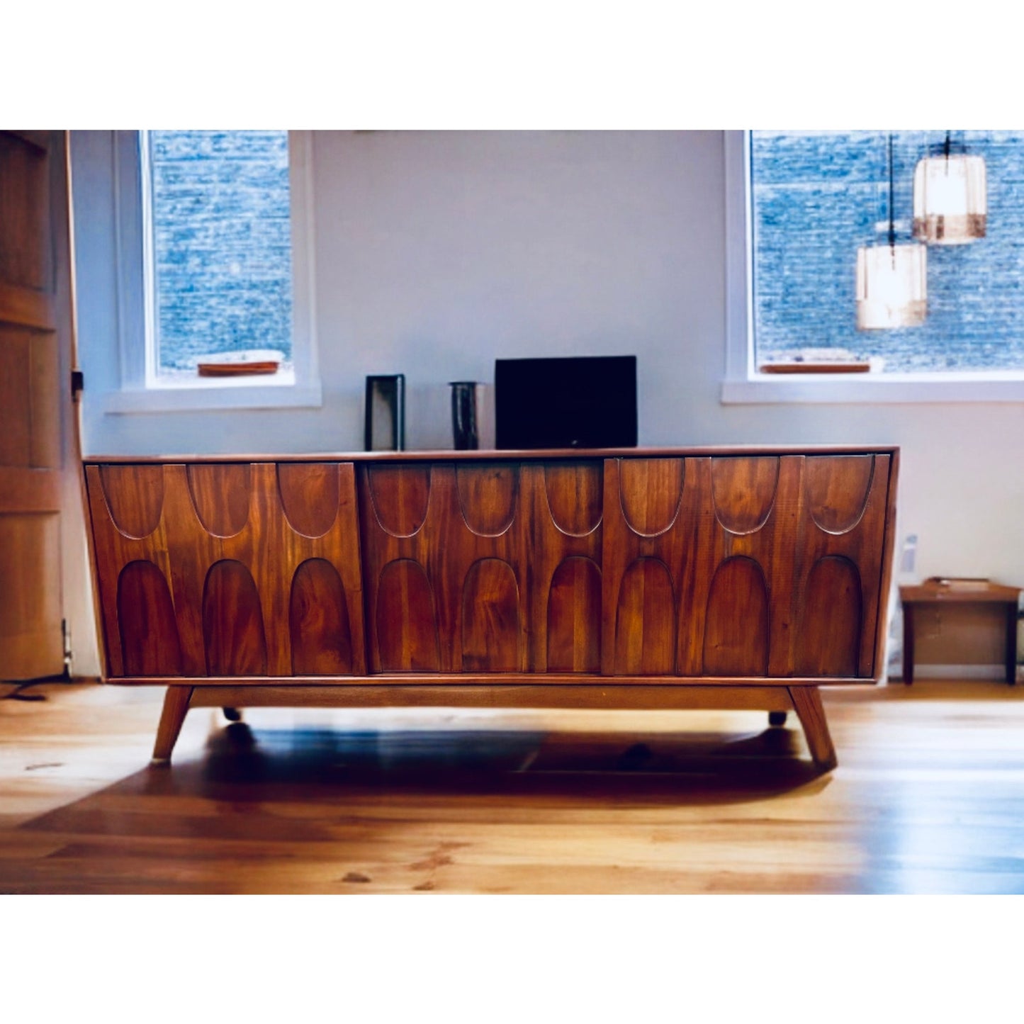 Brasilia Style Mid Century Credenza Sideboard Media Console Solid Wood Construction