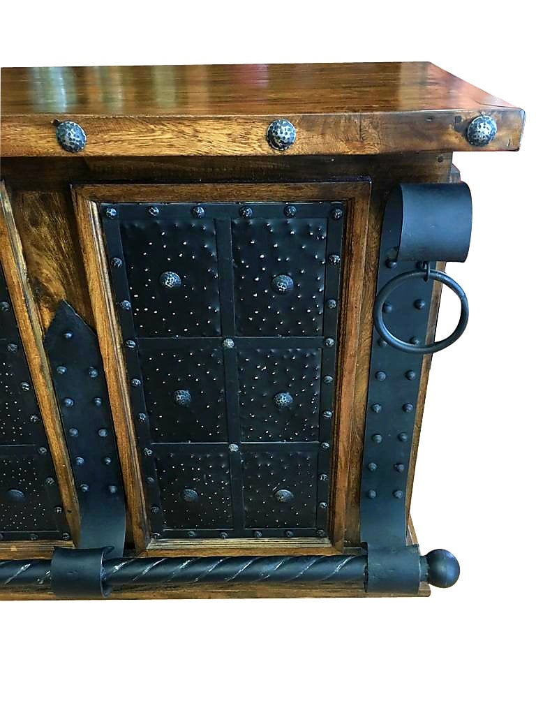 Old West Rustic Mesquite Wood Metal Bar