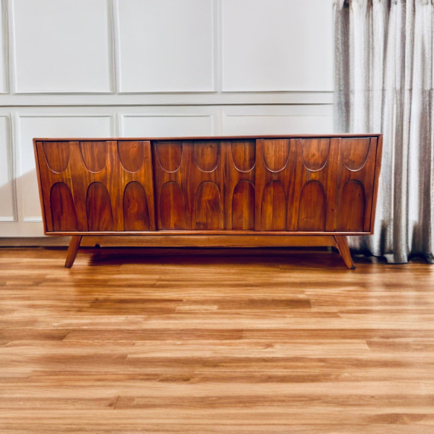 Brasilia Style Mid Century Credenza Sideboard Media Console Solid Wood Construction