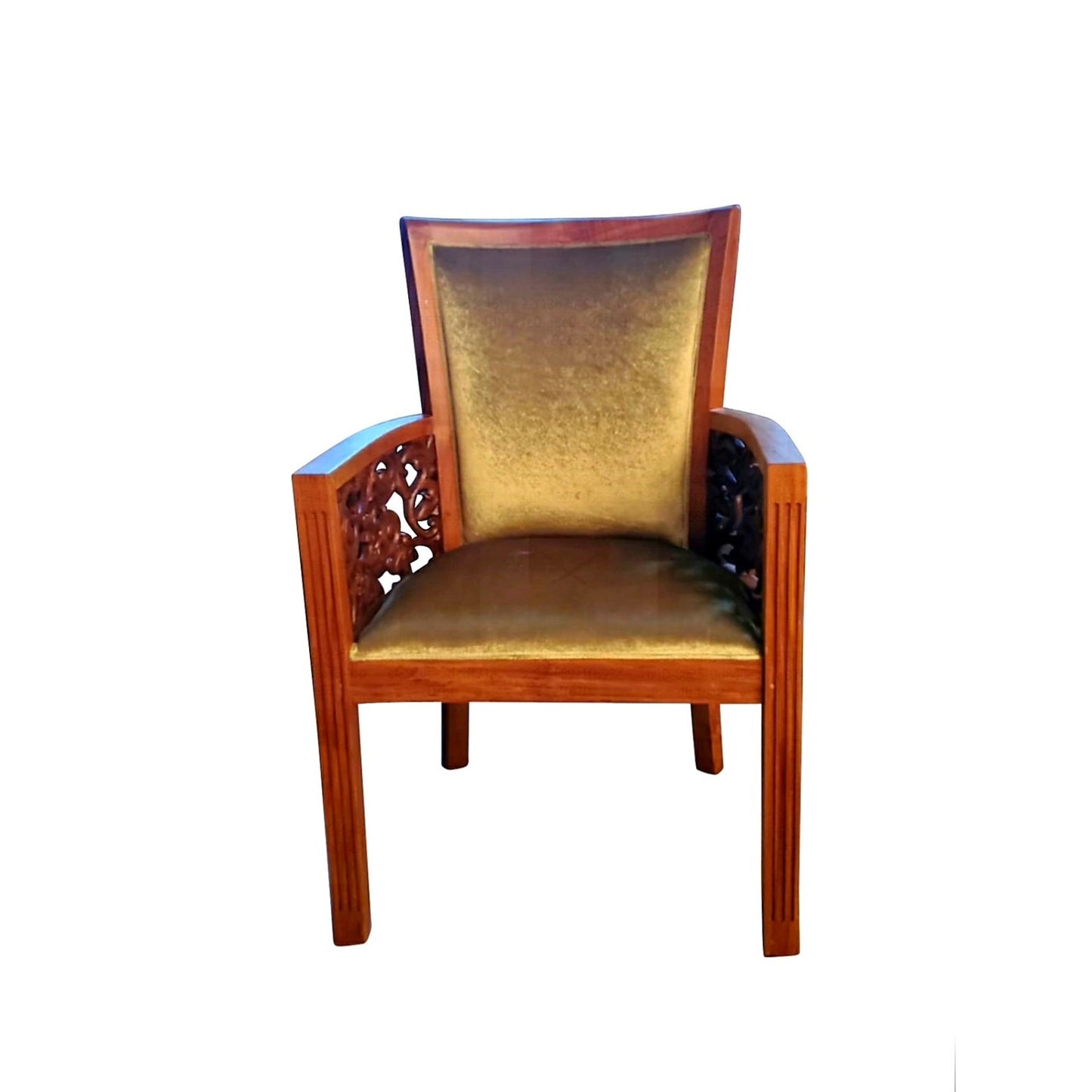 Incredible teakwood velvet chairs