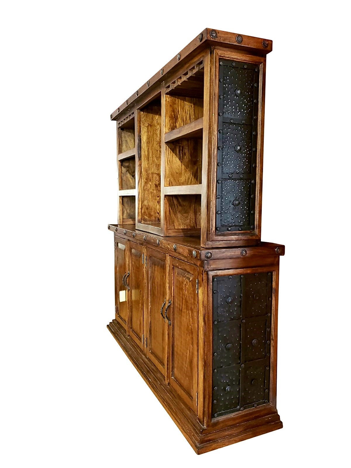 Rustic Old West Mesquite Wood Bar Cabinet Rustic Metal Spanish Style