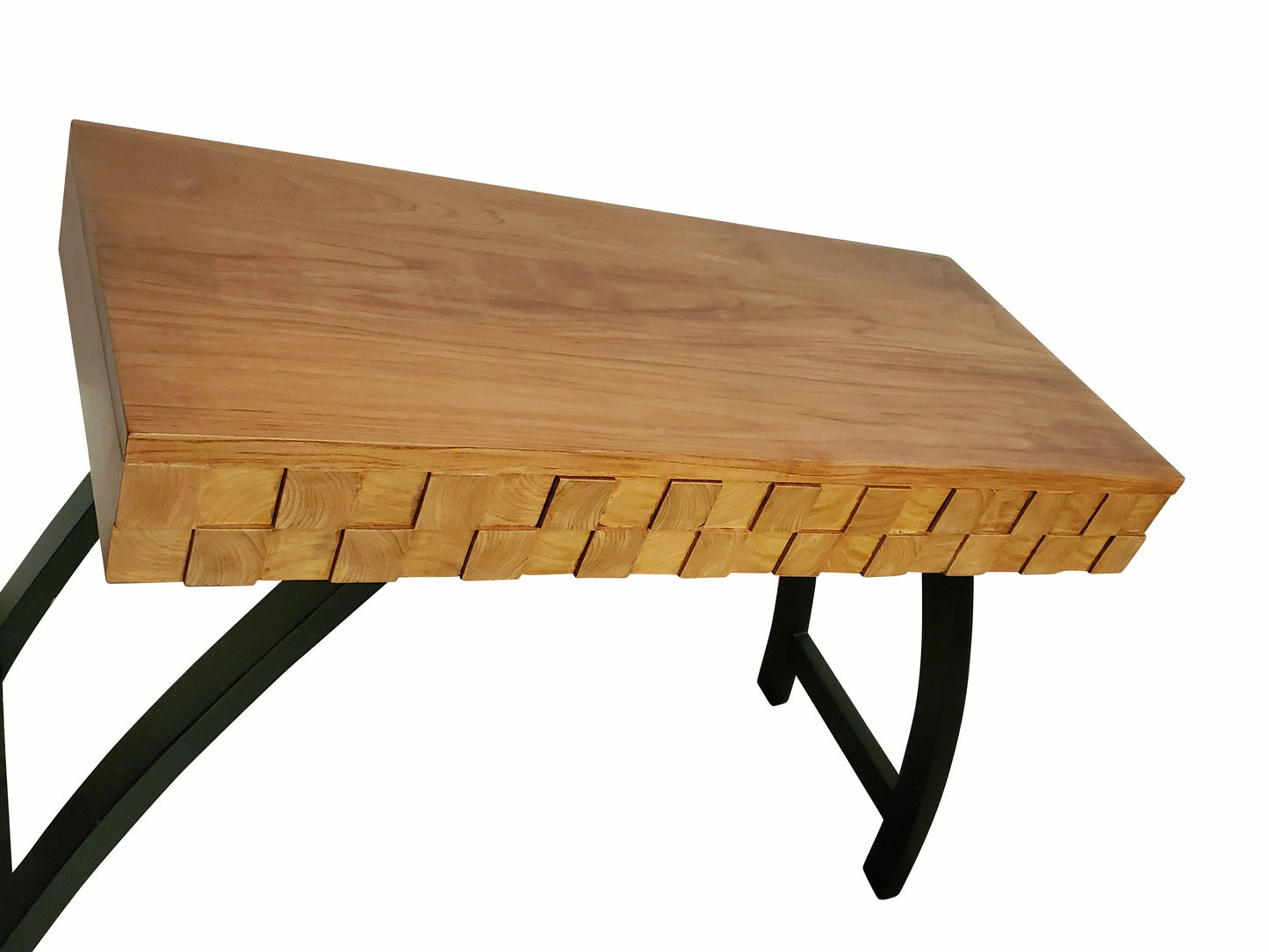 Mid-century Modern Teakwood Square Wooden Blocks Console Table