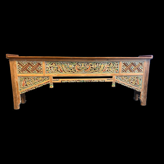 Handcrafted Teak Arch console table, Reclaimed Console Table, Carved Wood Media Stand, Architectural archway console