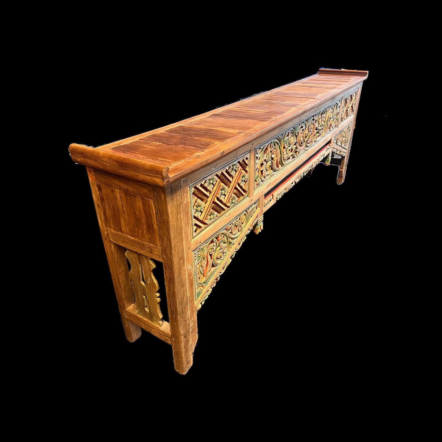 Handcrafted Teak Arch console table, Reclaimed Console Table, Carved Wood Media Stand, Architectural archway console
