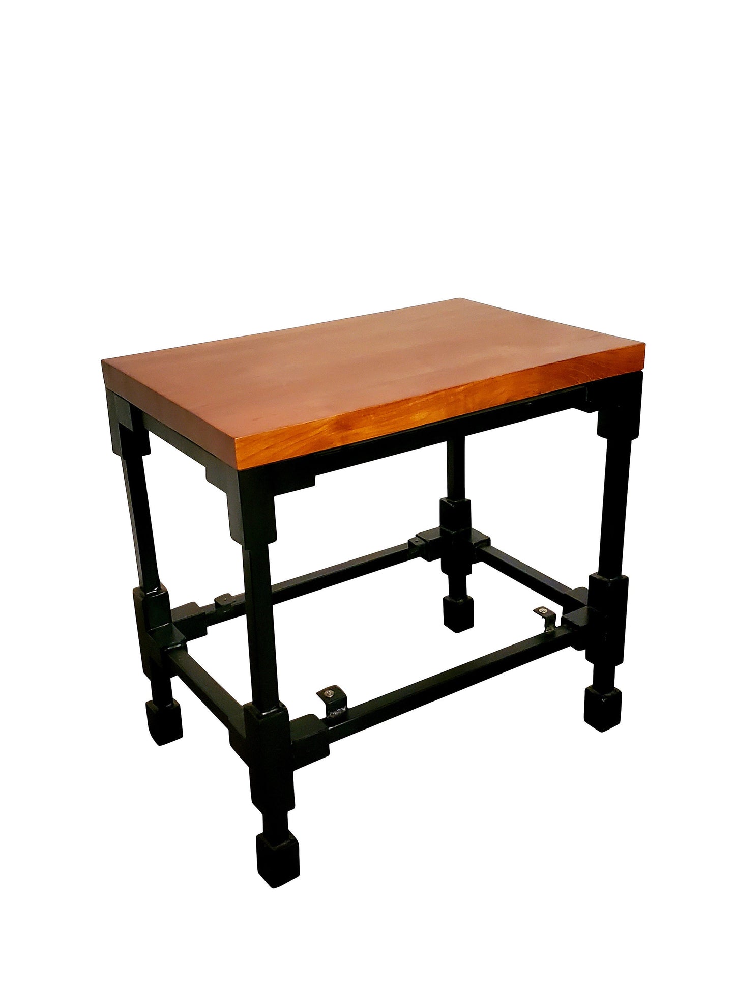 Industrial Teakwood Metal Accent Coffee Table End Table