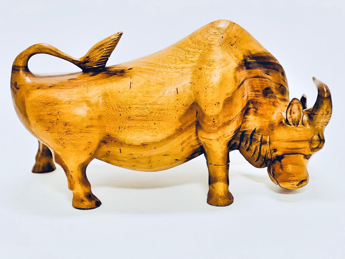 Handmade large wooden bull