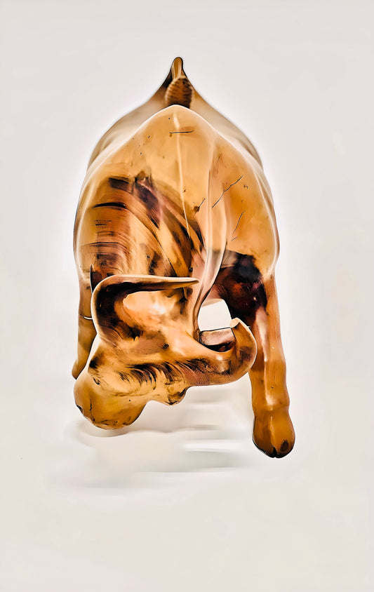 Handmade large wooden bull