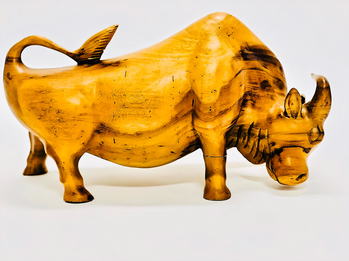 Handmade large wooden bull