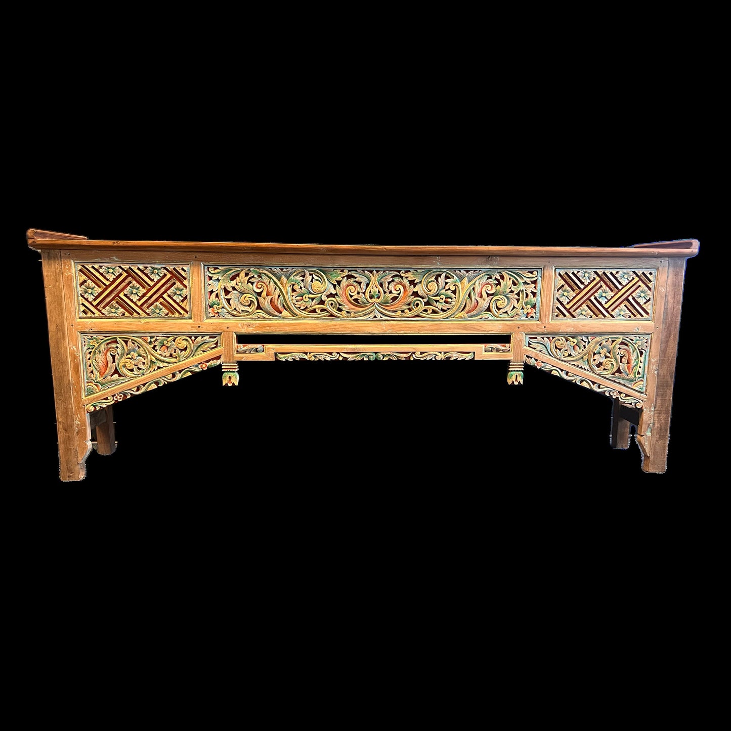 Handcrafted Teak Arch console table, Reclaimed Console Table, Carved Wood Media Stand, Architectural archway console
