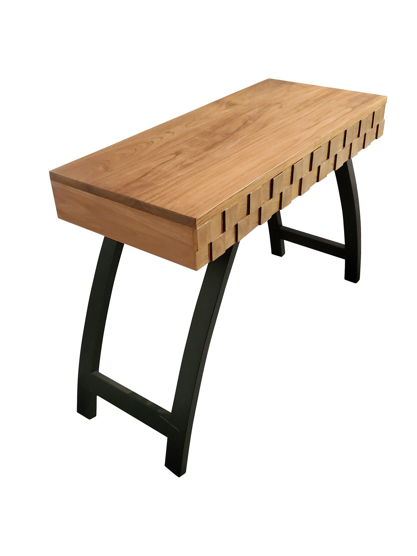 Mid-century Modern Teakwood Square Wooden Blocks Console Table