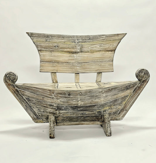 Teakwood Whitewash Boat Bench With Under-seat Storage