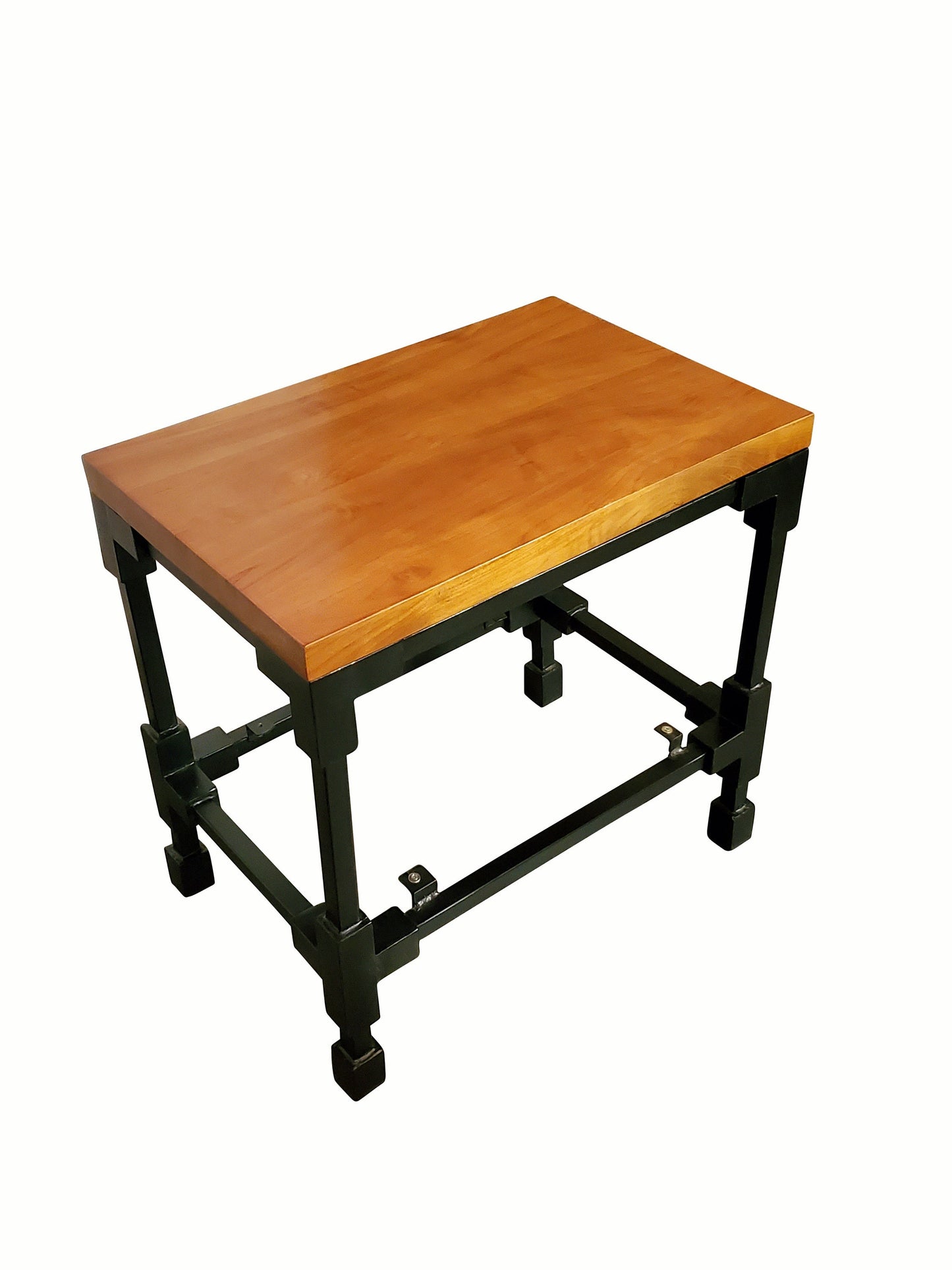 Industrial Teakwood Metal Accent Coffee Table End Table