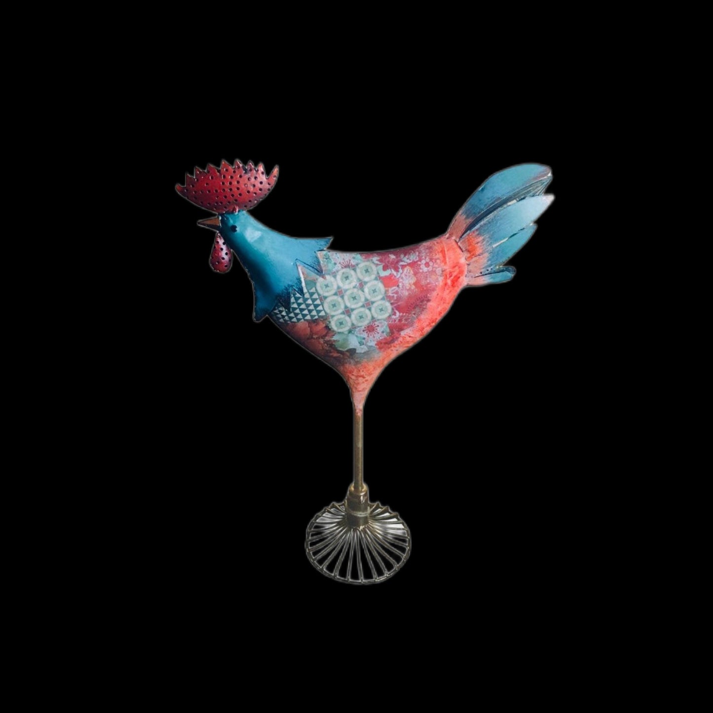 Farmhouse Metal Hand-painted Rooster