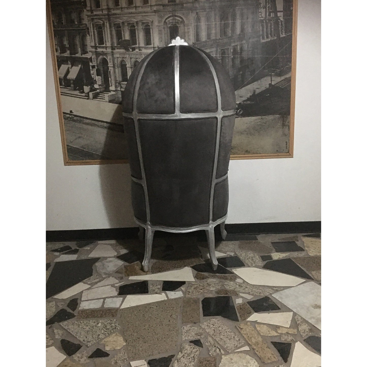 Balloon Chair | Porter Chair | Throne |Louis XV Style Dome Canopy Chair | Silver Trim | French Inspired Design