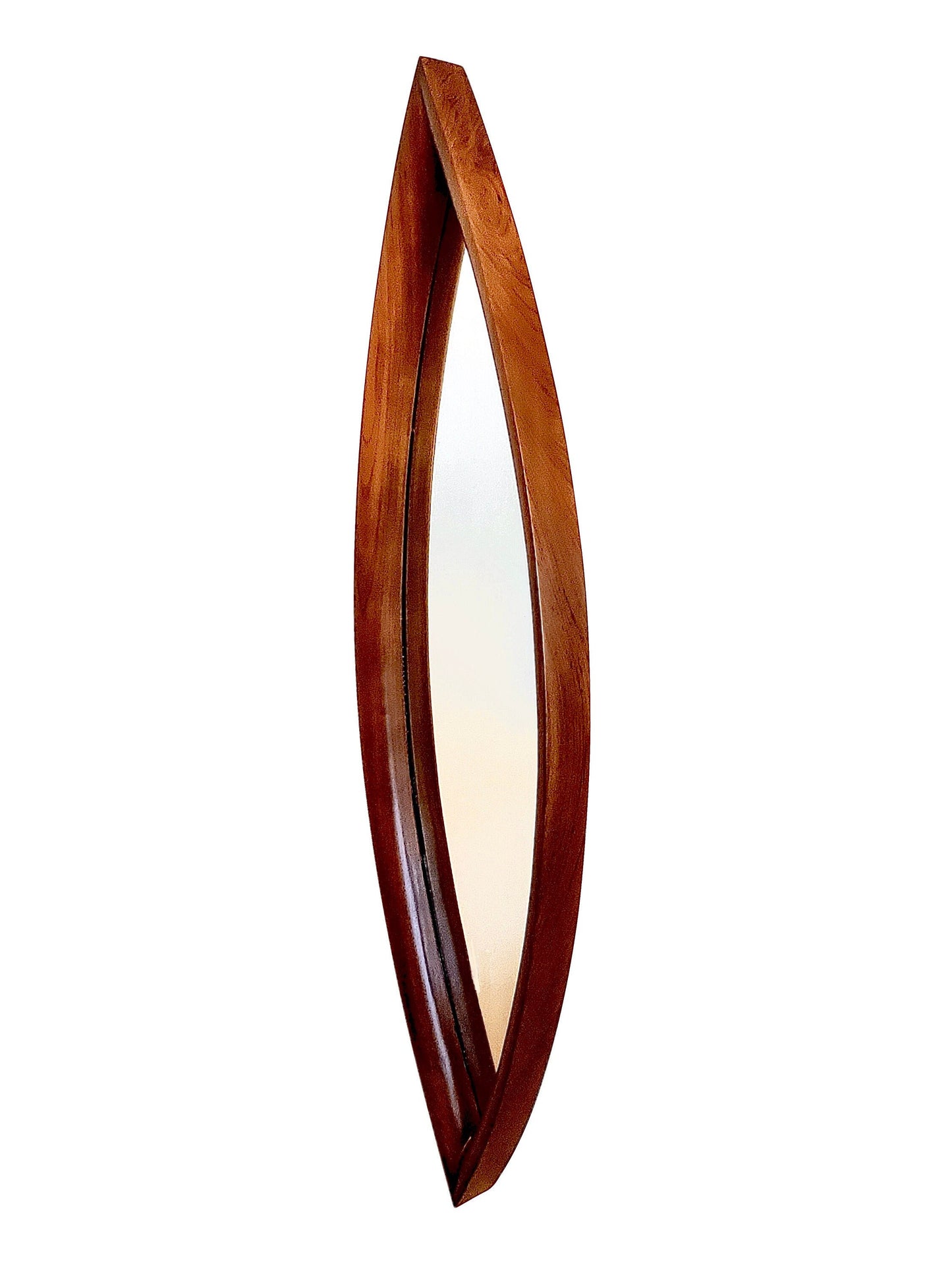 Solid Teakwood Mid-century Modern Syroco mirror oblong cat eye oval mirror