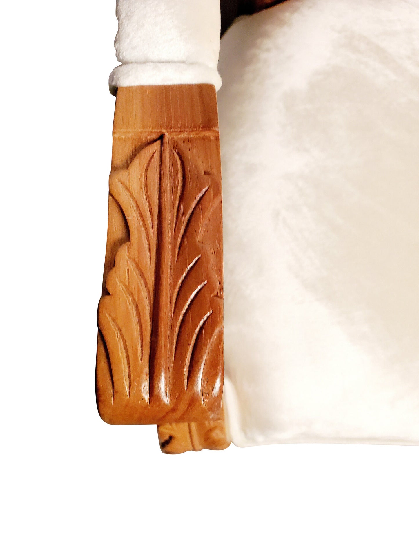 French Teakwood Velvet Loveseat, Sofa