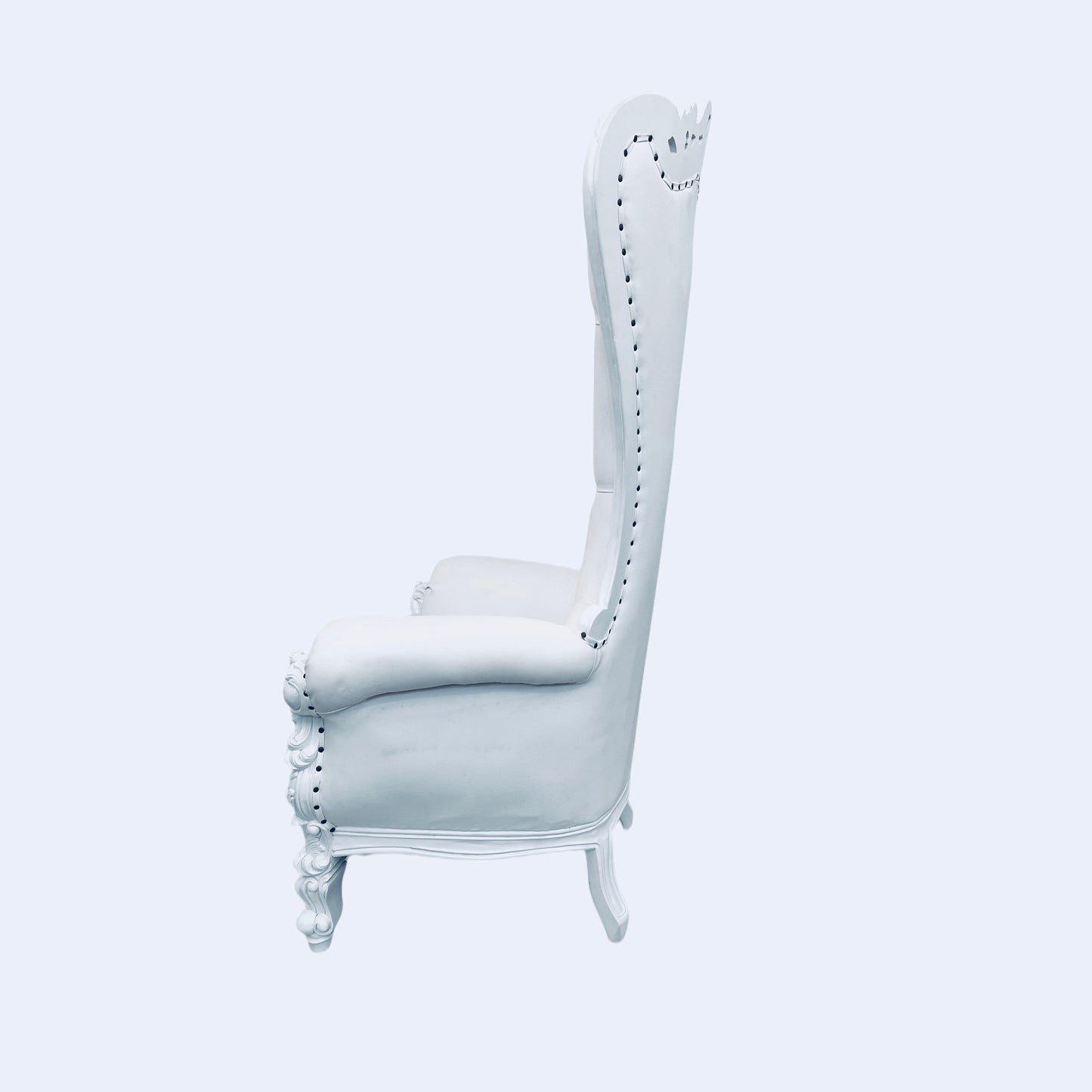 Mahogany Wood Throne Chair High Back Baroque Chair Queen Throne White Leather Wedding Event Party Chair