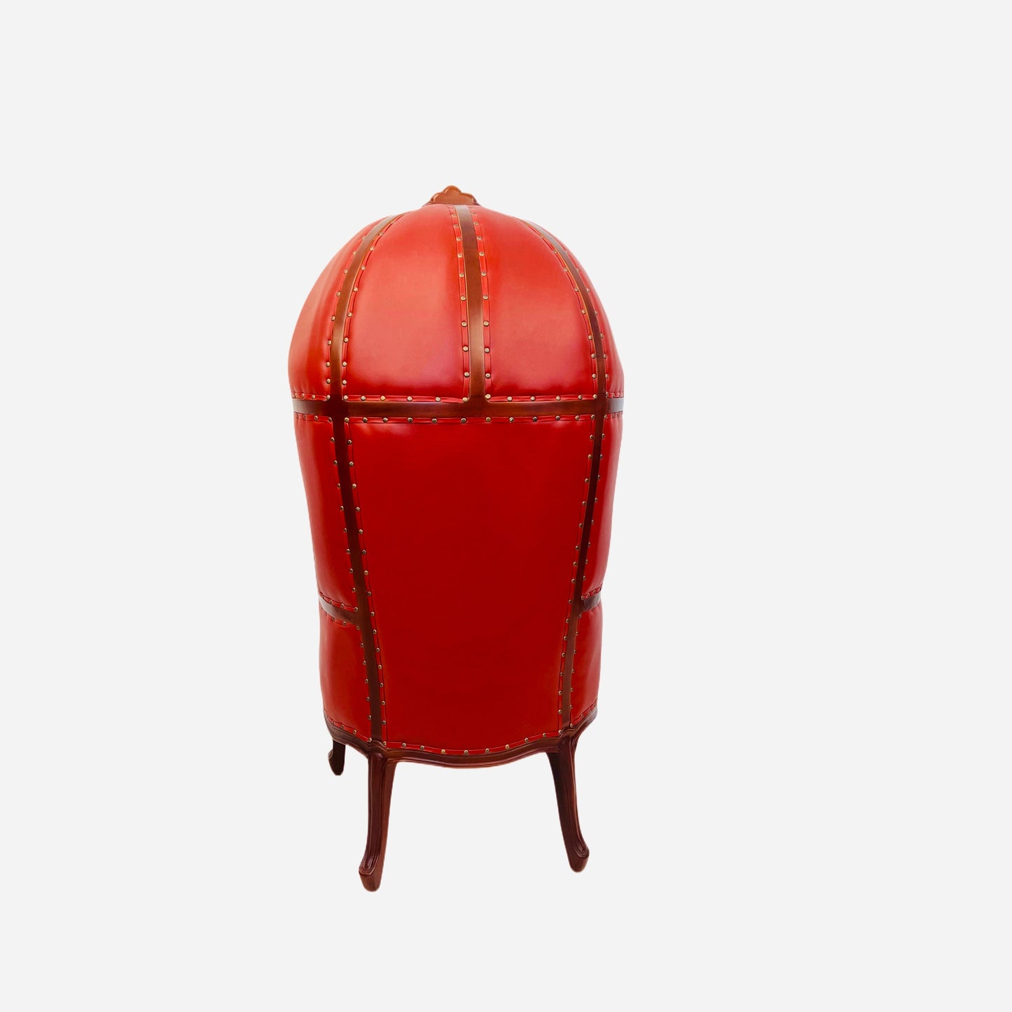 Balloon Chair | Porter Chair | Leather Throne | Louis XV Style Dome Canopy Chair | Red and Pink | French Inspired Design