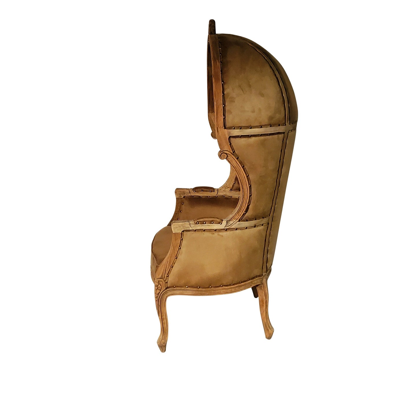 Balloon Chair | Porter Chair | Throne |Louis XV Style Tufted Dome Canopy Chair | Brown Velvet Natural Cedar Trim | French Inspired Design