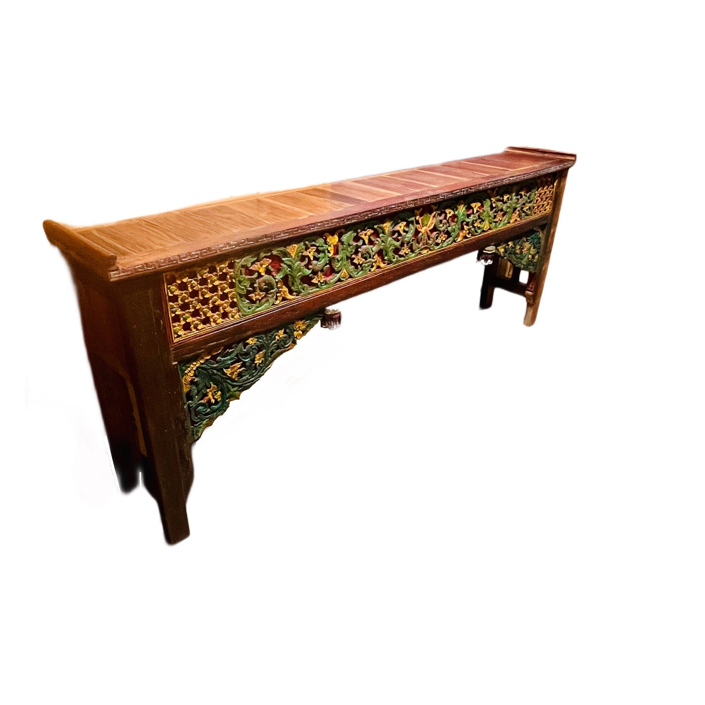 Handcrafted Teak Arch console table, Reclaimed Console Table, Carved Wood Media Stand, Architectural archway console