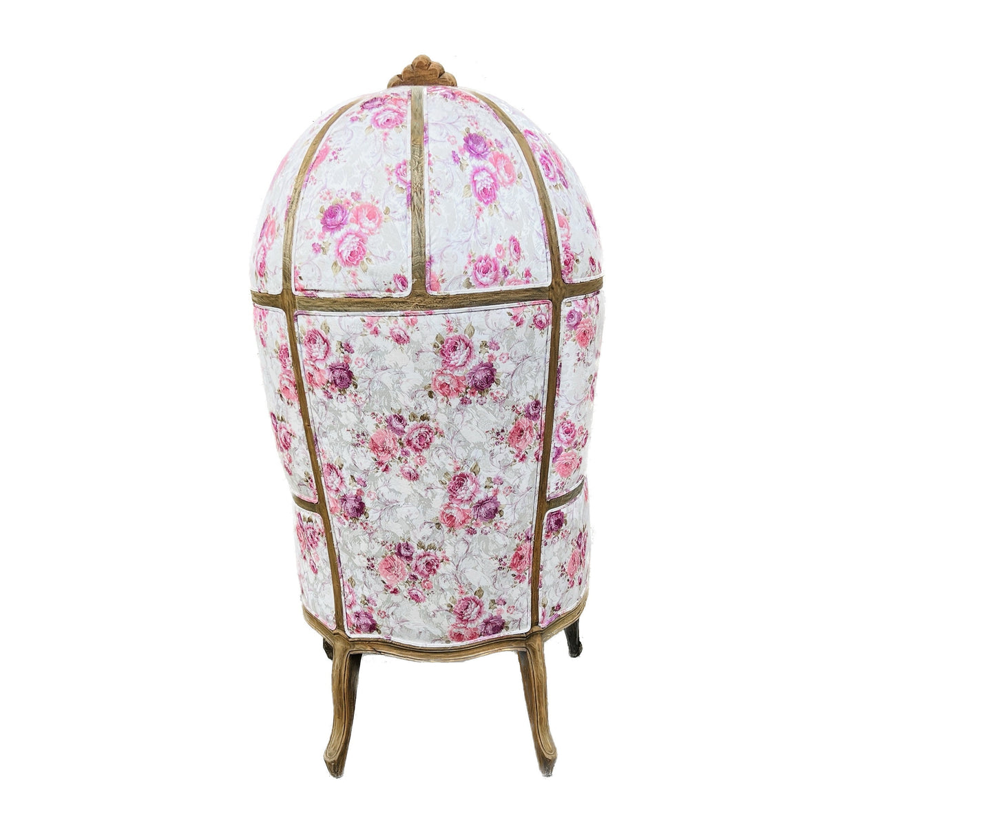Balloon Chair | Porter Chair | Throne | Louis XV Style Tufted Dome Canopy Chair | Pink Floral Fabric | French Inspired Design