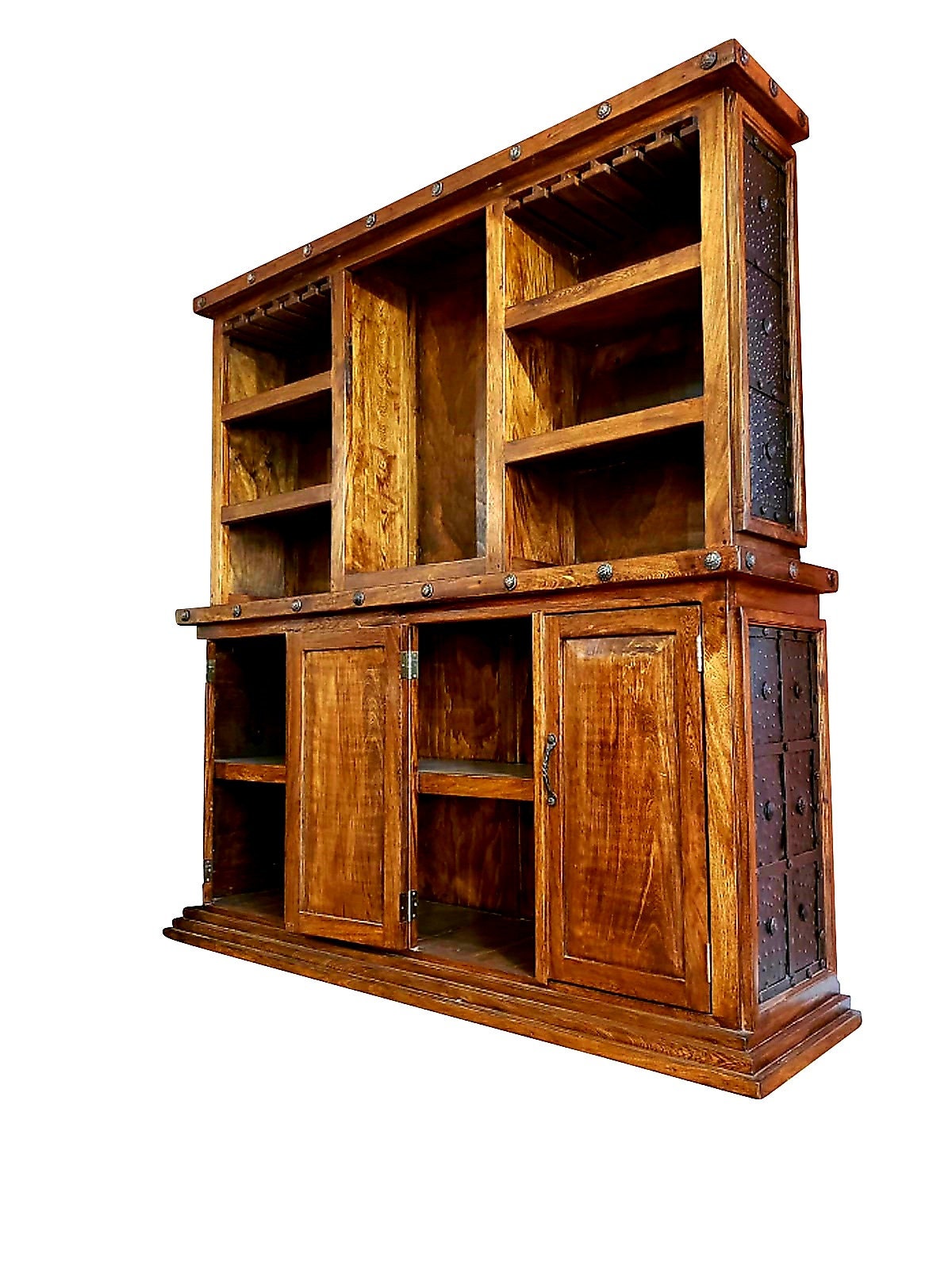 Rustic Old West Mesquite Wood Bar Cabinet Rustic Metal Spanish Style