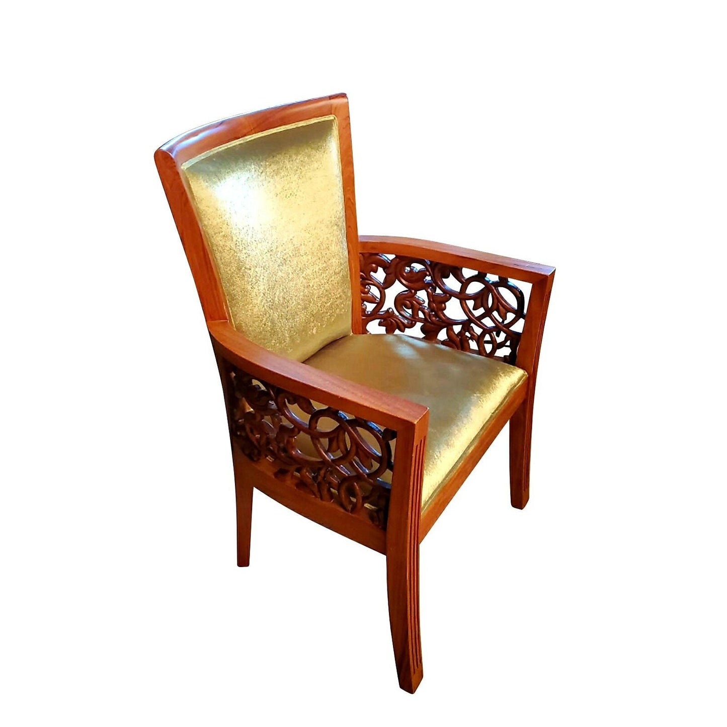 Incredible teakwood velvet chairs