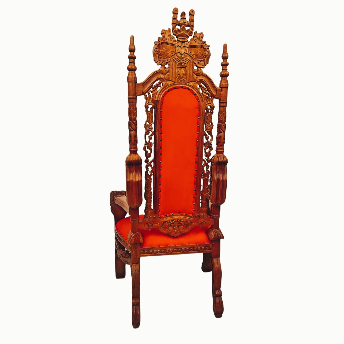 Throne Chair | King Throne Chair | Mahogany wood | Red | Lion Head