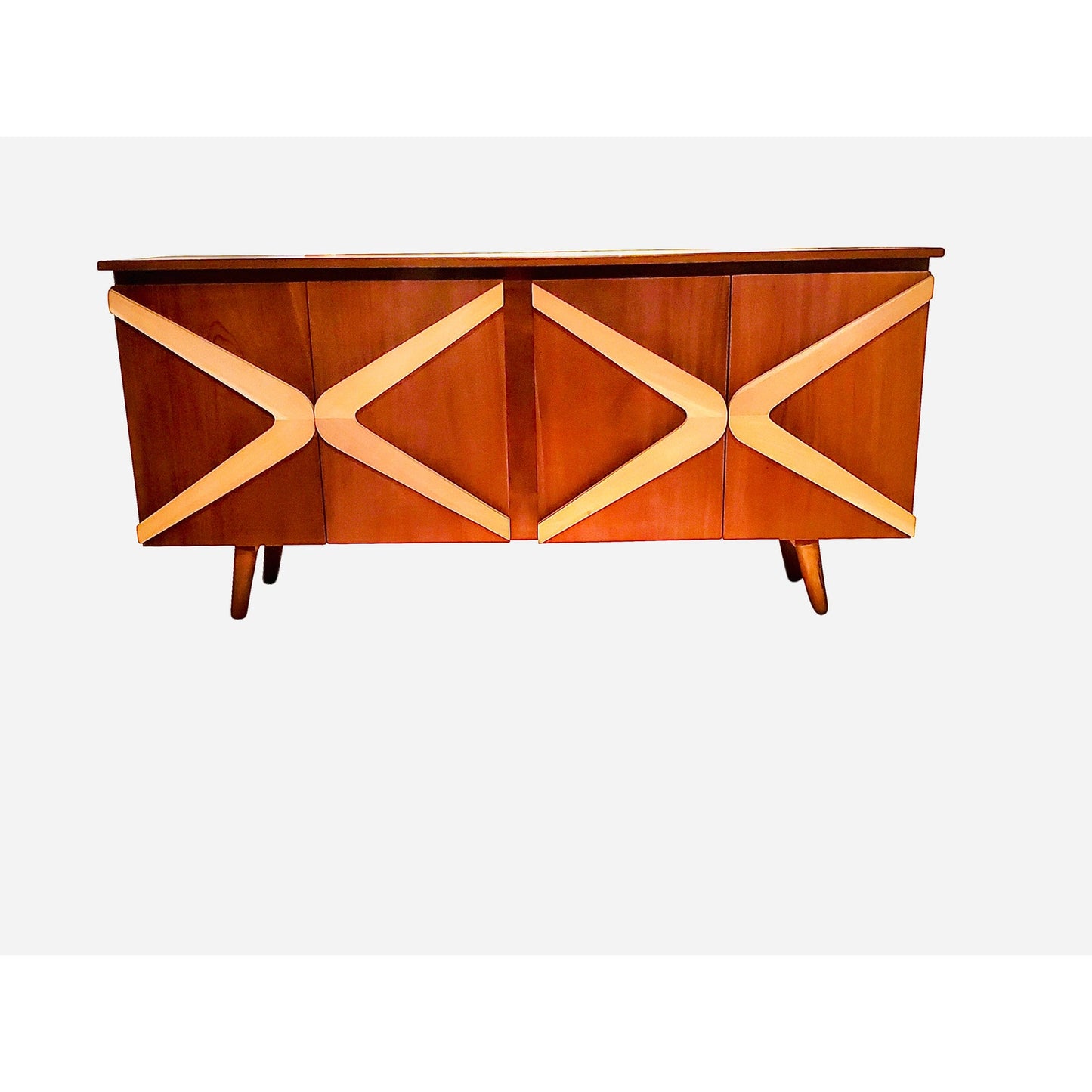 Boomerang Sideboard MCM Handmade Solid Wood Media Console Mid Century Modern Media Console TV Stand Credenza Media Table