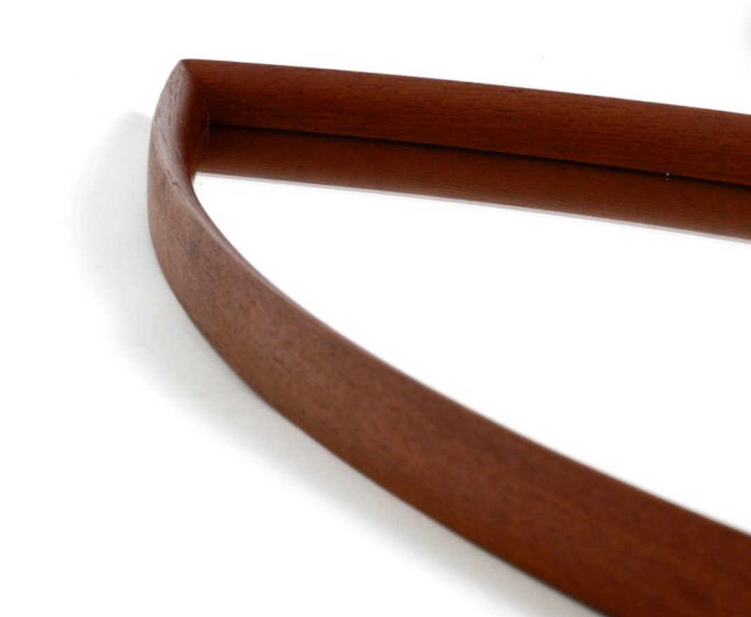 Solid Teakwood Mid-century Modern Syroco mirror oblong cat eye oval mirror
