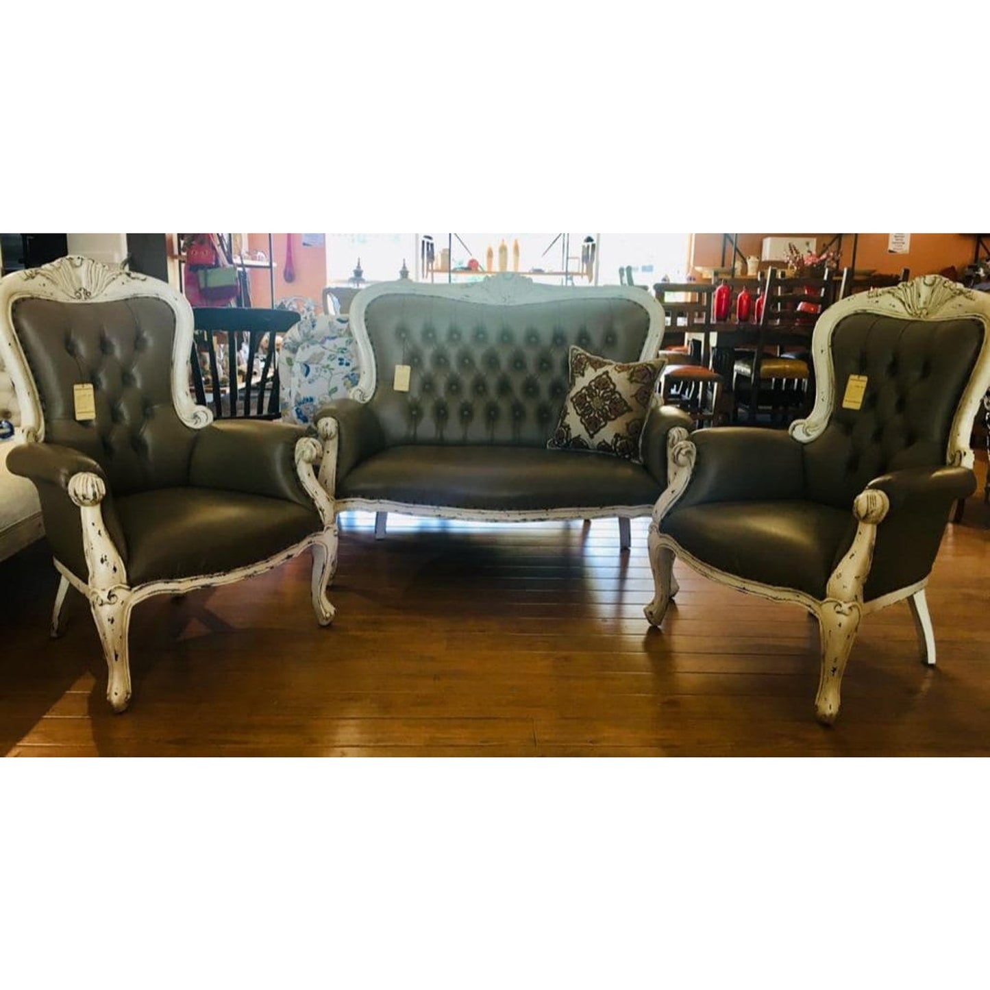 Rustic Arm Chairs Solid Mahogany Wood Leather