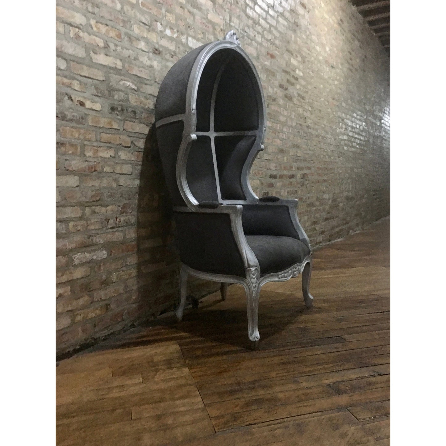 Balloon Chair | Porter Chair | Throne |Louis XV Style Dome Canopy Chair | Silver Trim | French Inspired Design