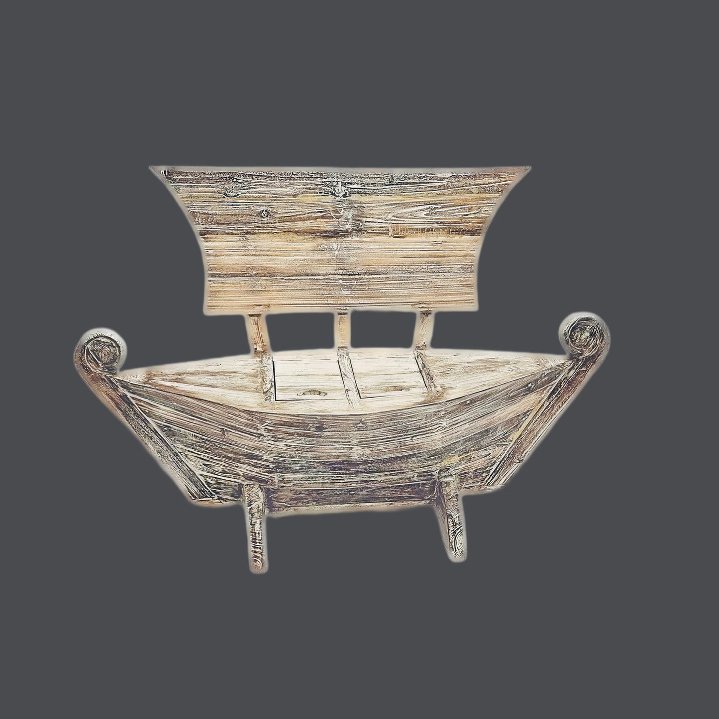 Teakwood Whitewash Boat Bench With Under-seat Storage