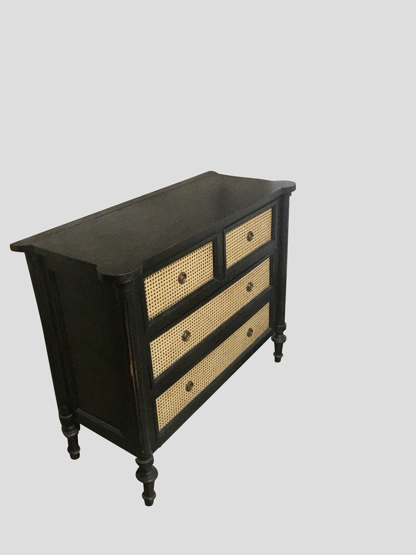 Solid Wood Woven Rattan Dresser Handmade