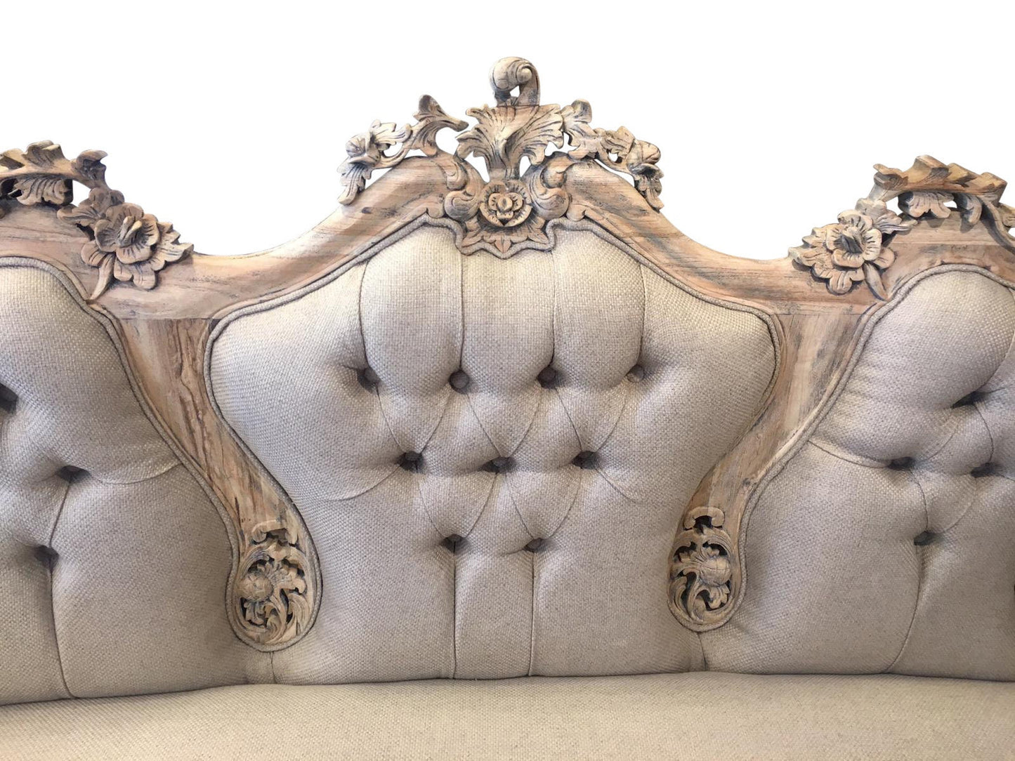 White Cedar Wood Hand-carved Ornate Sofa