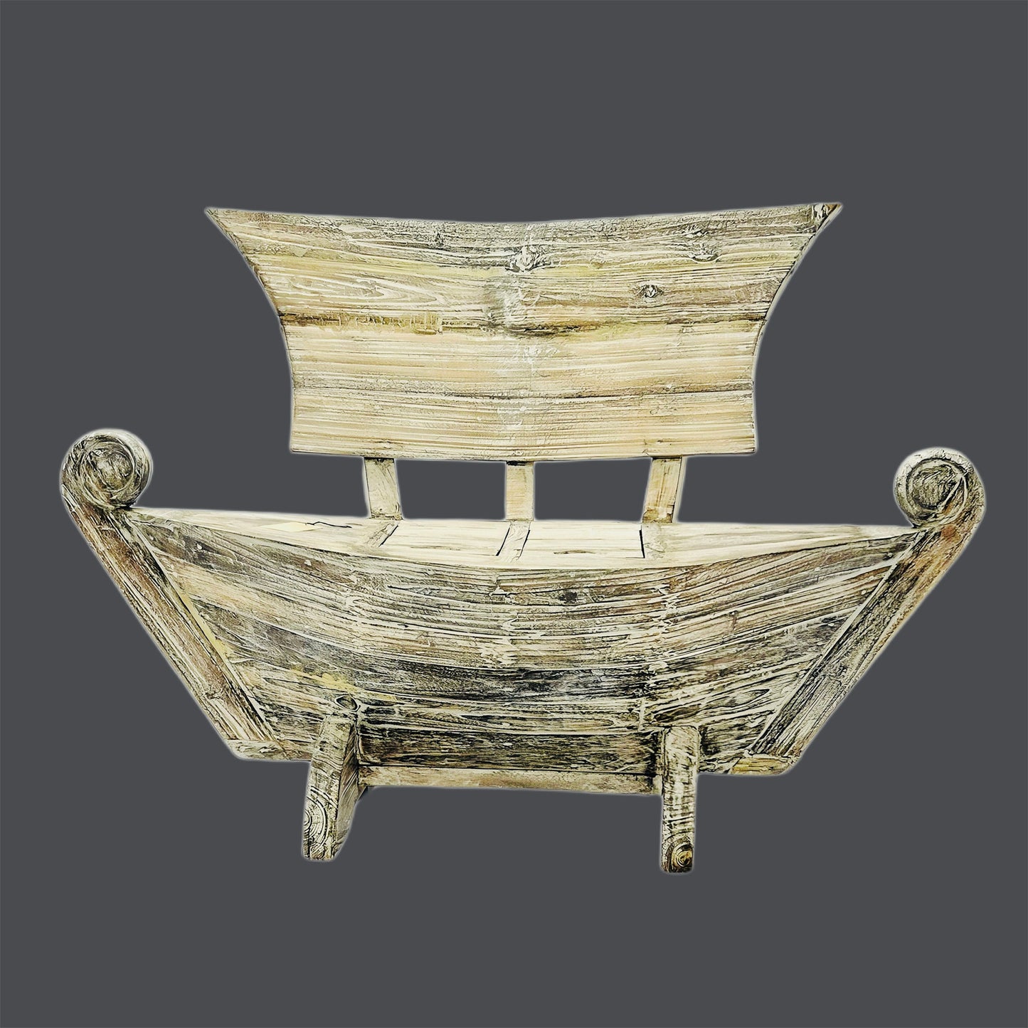 Teakwood Whitewash Boat Bench With Under-seat Storage
