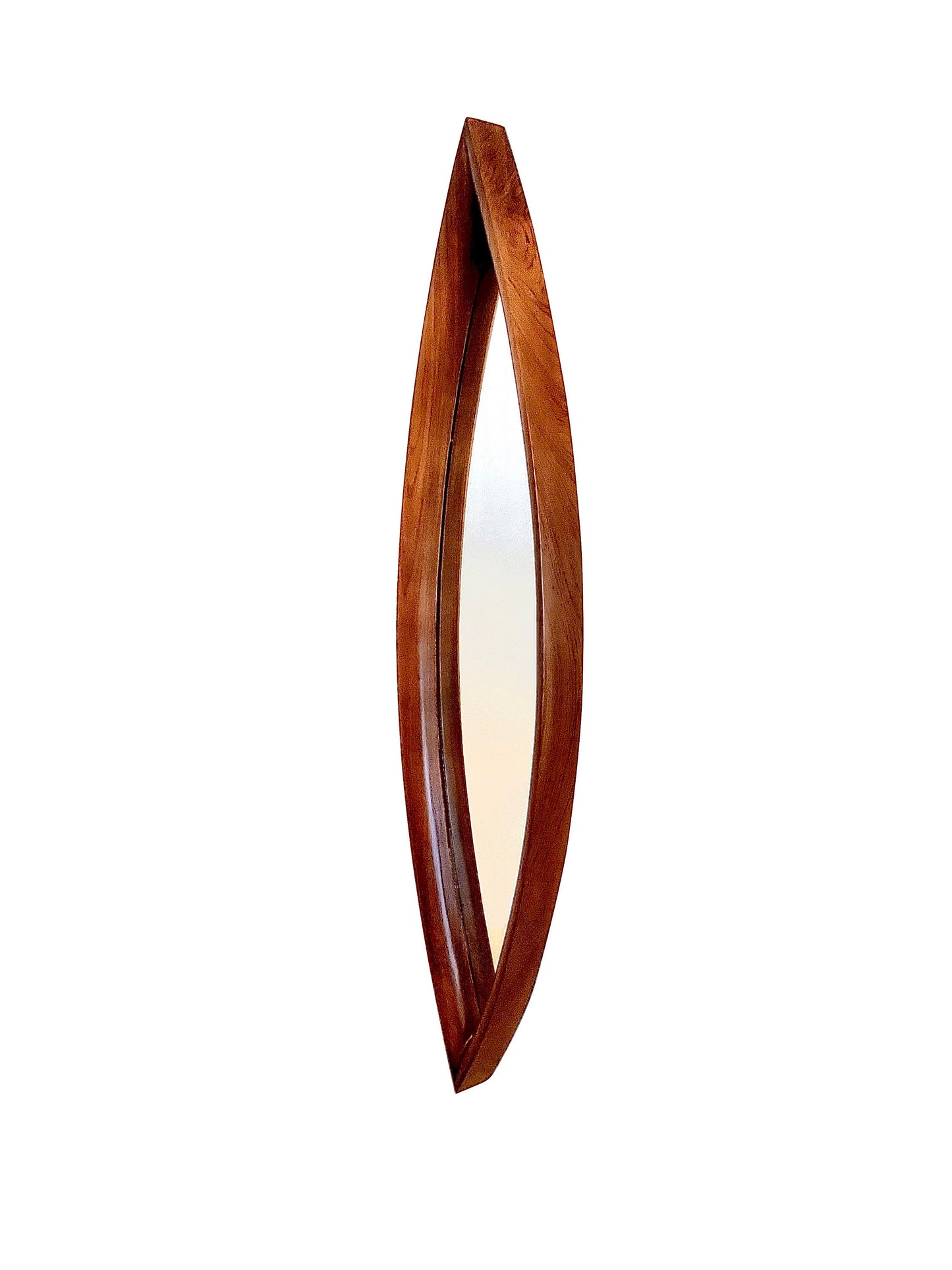 Solid Teakwood Mid-century Modern Syroco mirror oblong cat eye oval mirror