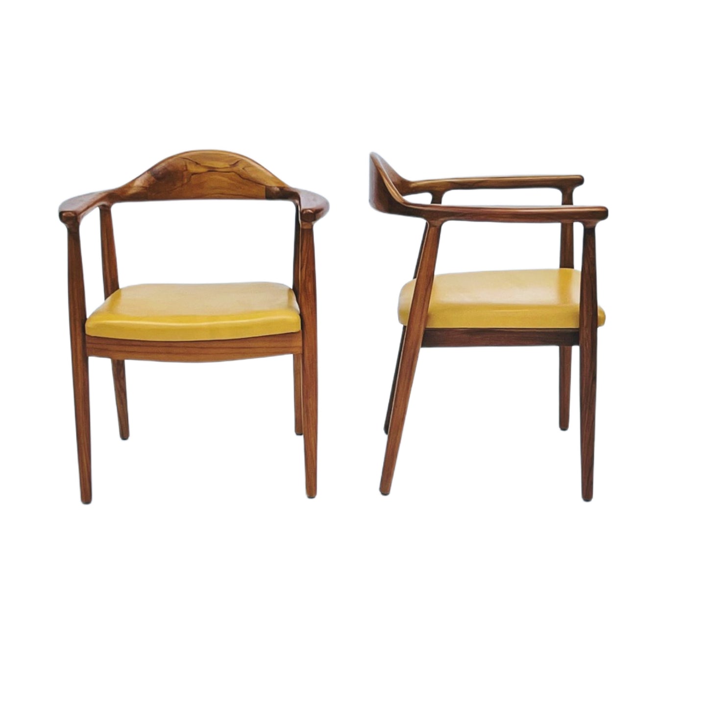 Teakwood Hans Wegner Inspired chairs Mid Century Modern MCM leather chairs