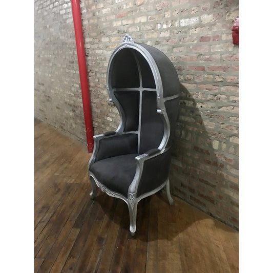 Balloon Chair | Porter Chair | Throne |Louis XV Style Dome Canopy Chair | Silver Trim | French Inspired Design