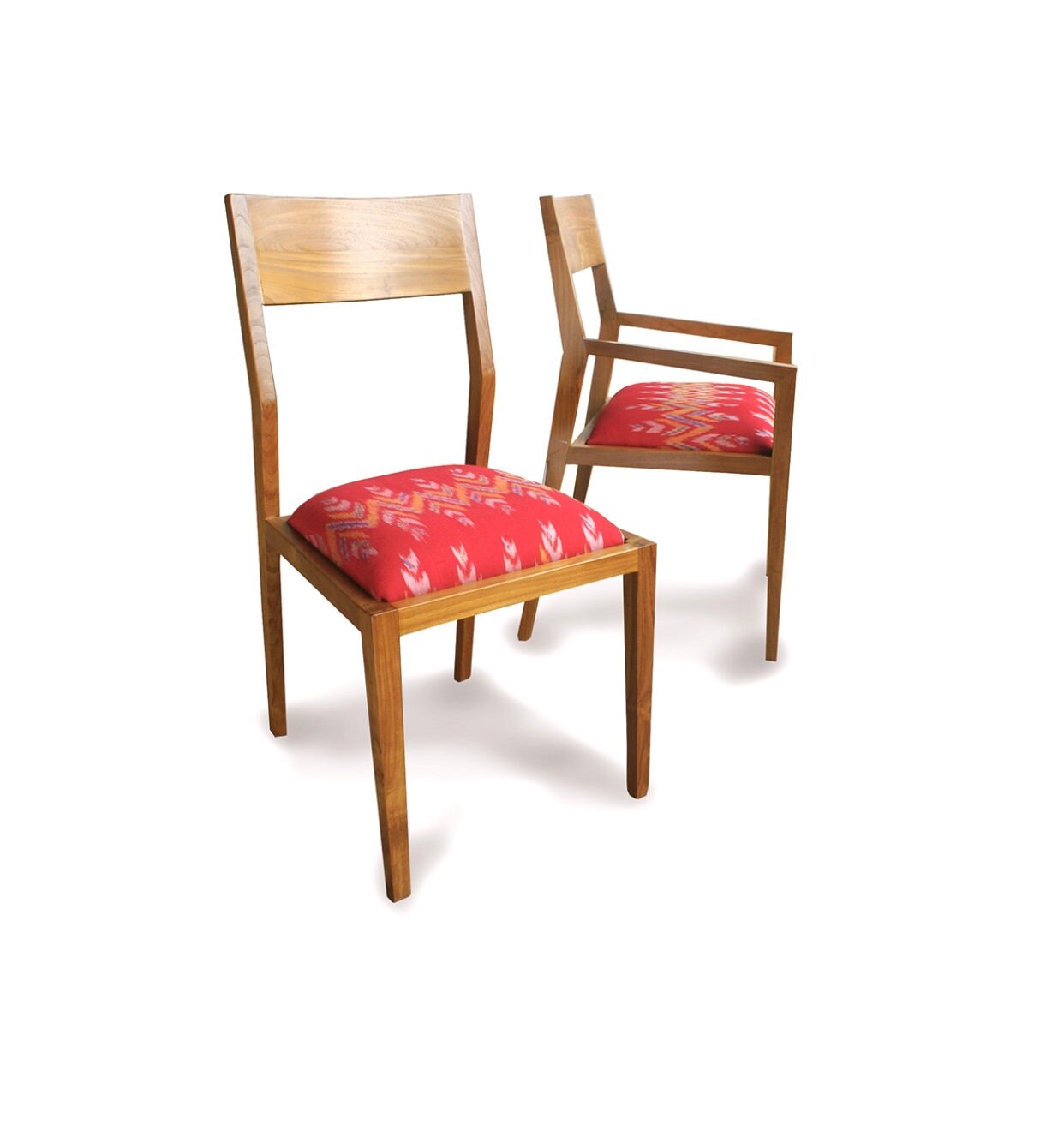 Sleek Mid-century Modern Teakwood Dining Table Set With 6 Chairs