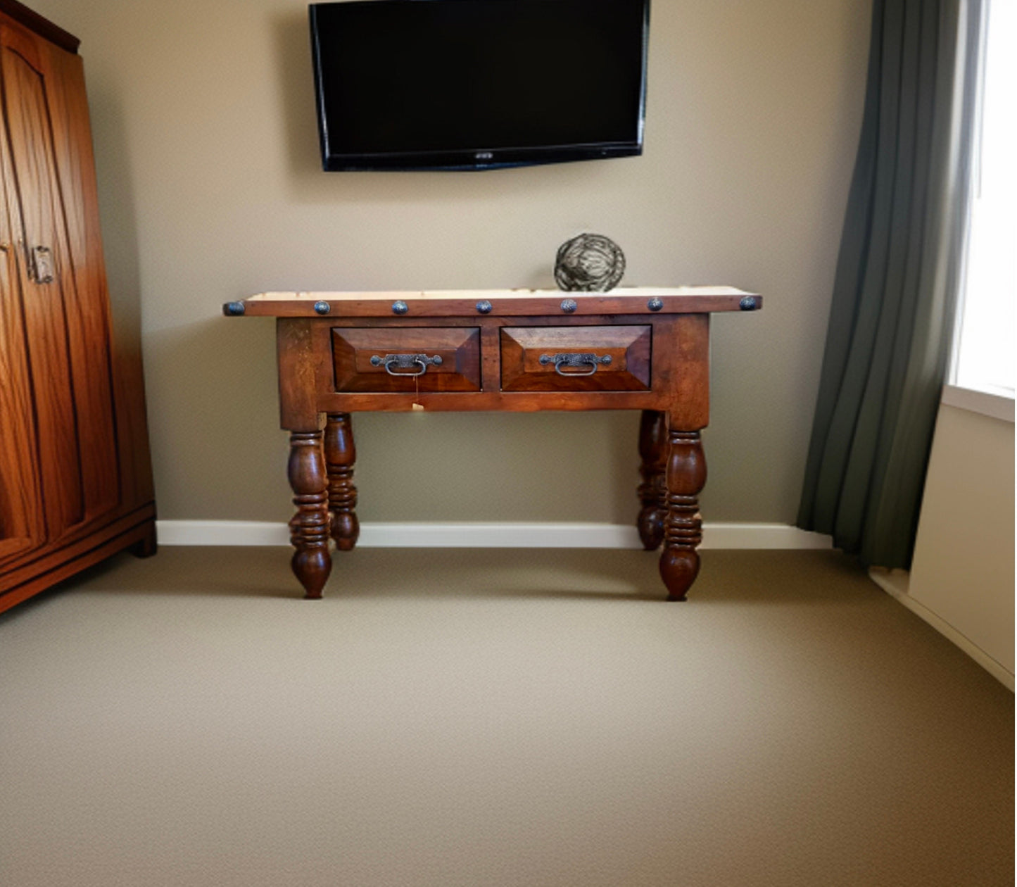 Mesquite wood rustic console table wooden  entry table county farmhouse table