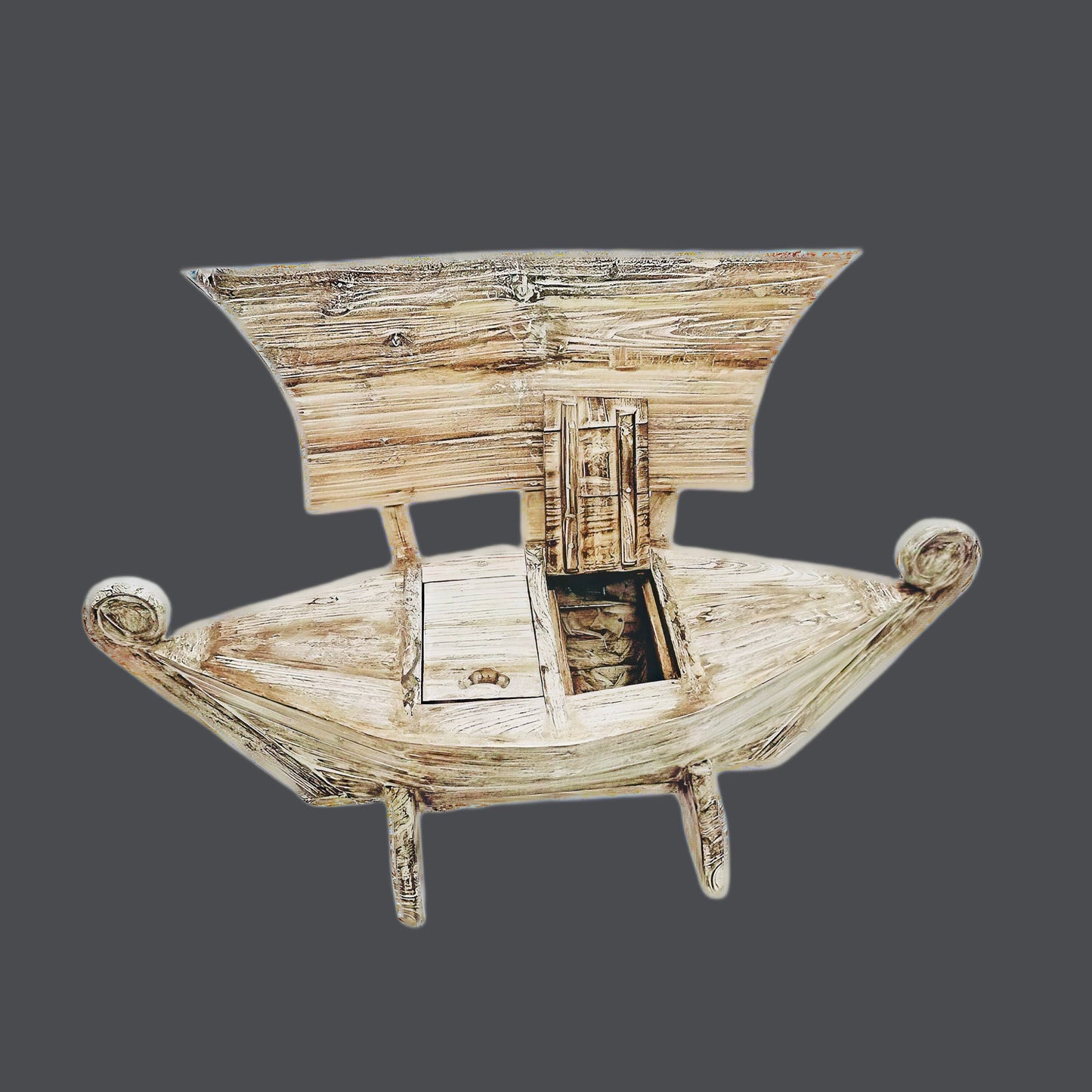 Teakwood Whitewash Boat Bench With Under-seat Storage