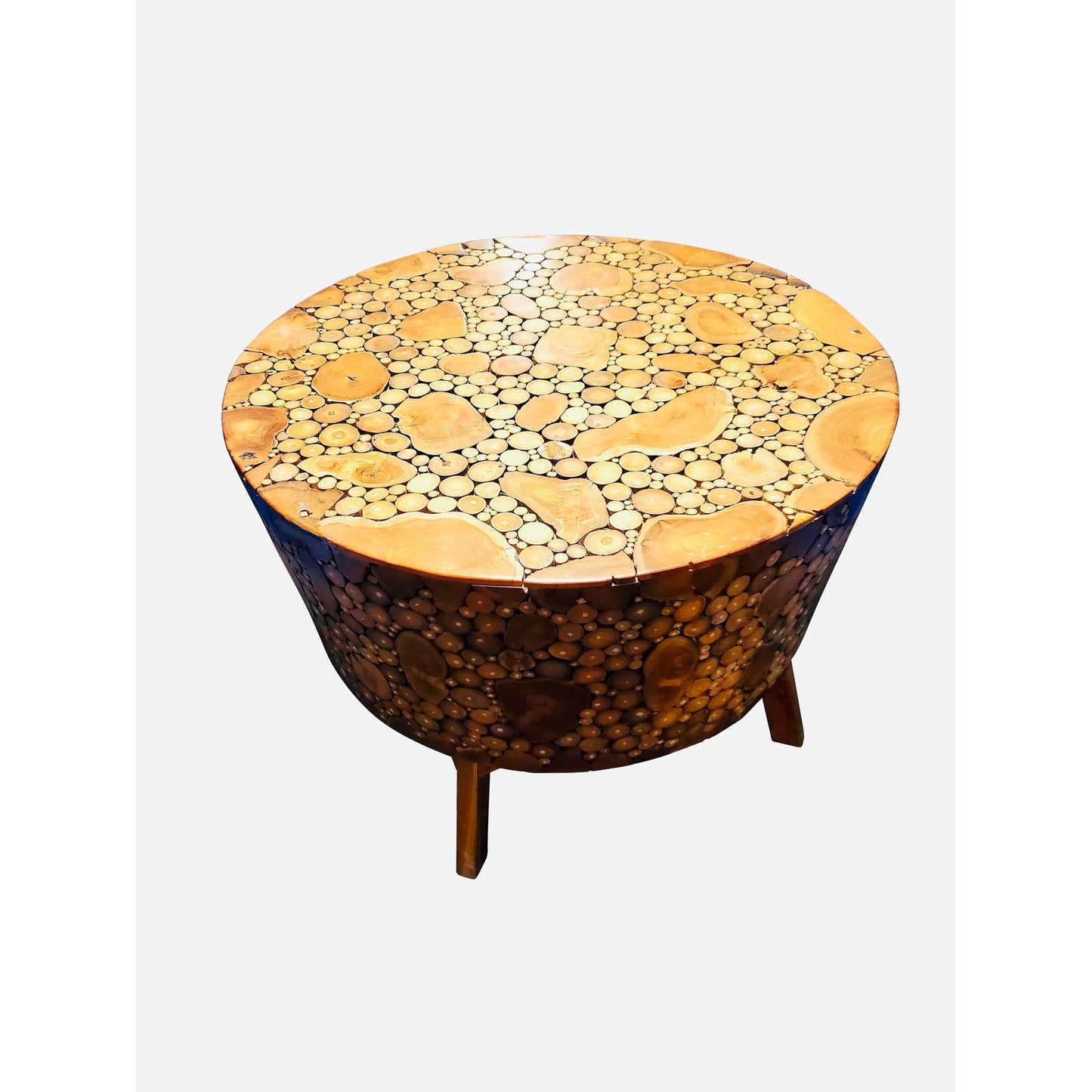 Teakwood Wood Chip Driftwood Inlay Coffee Table Center Table