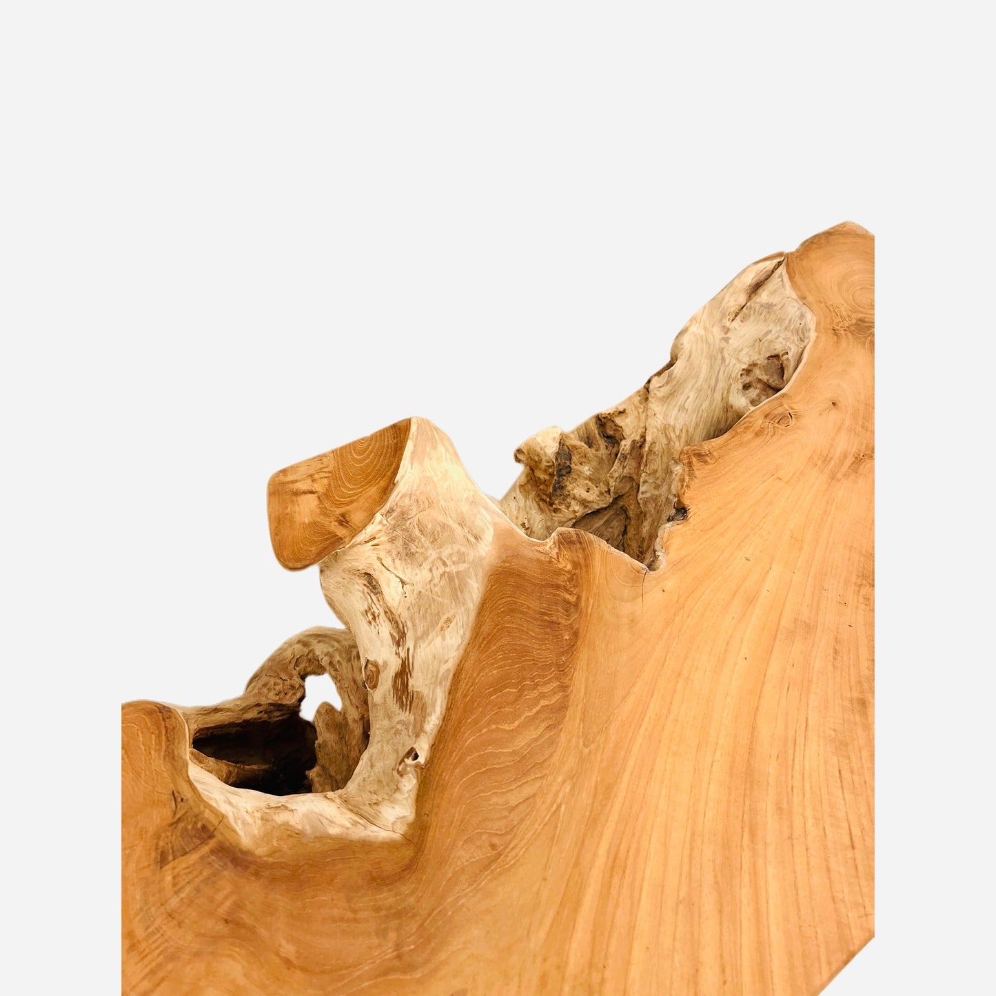 Teak Wood Root Console Table with Glass Top