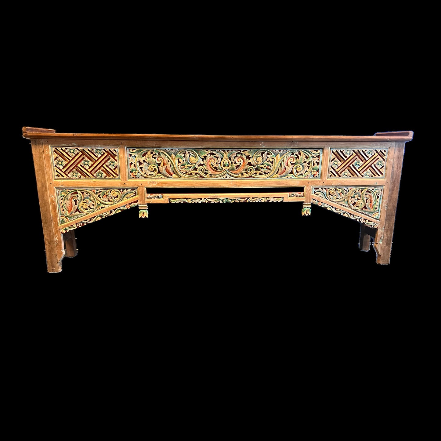 Handcrafted Teak Arch console table, Reclaimed Console Table, Carved Wood Media Stand, Architectural archway console